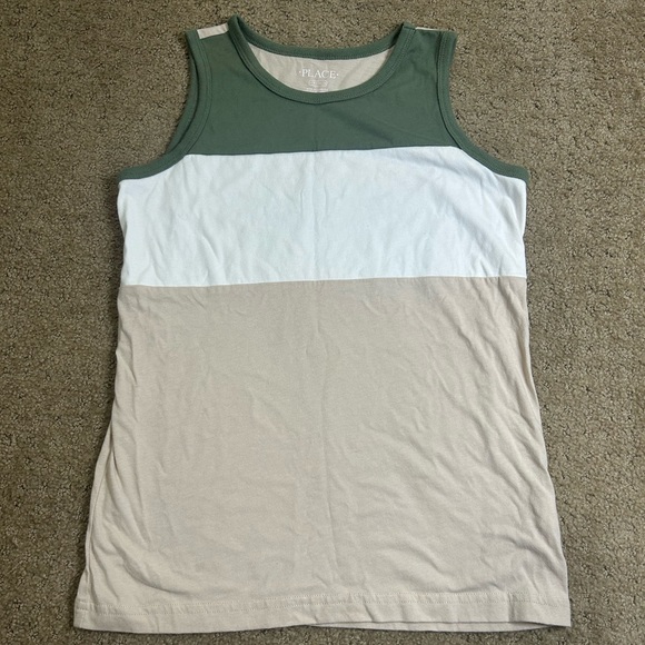 The Children’s Place Boys Large (10/12) Green/White/Beige Tanktop - Picture 1 of 4